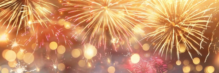 Fireworks Display in Night Sky