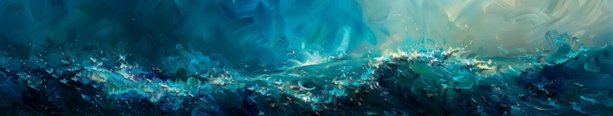 Obraz premium Abstract Wallpaper Featuring Colorful Streamlined Ocean Waves: Embracing the Freedom and Vitality of the Sea, Highlighting Water Conservation and Marine Environment Protection, Perfect for High-Resolu