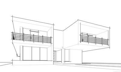house building sketch architecture 3d illustration