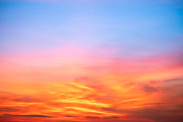 Beautiful , luxury soft gradient orange gold clouds and sunlight on the blue sky perfect for the background, take in everning,Twilight, Large size, high definition landscape photo