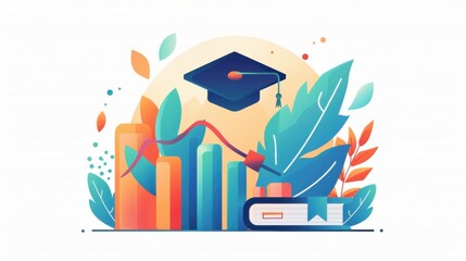 Financial literacy, educational workshop on finance, flat design illustration