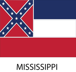 Mississippi Flag, United States Flags, Black and White Image, Vector Image, Editable illustration, Geography, Learn US Flags