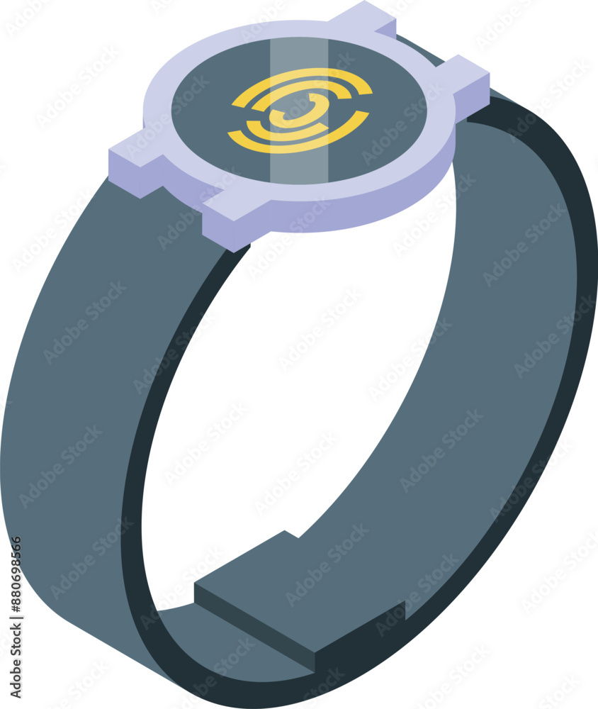 Poster smartwatch showing fingerprint for security access control isometric icon