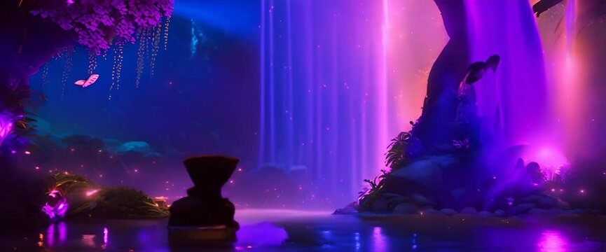 Get lost in a UV-lit jungle paradise with towering bioluminescent trees, glowing flowers, and exotic visuals