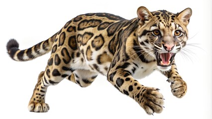 Obraz premium Clouded leopard in mid-stride, displaying its agility and power.
