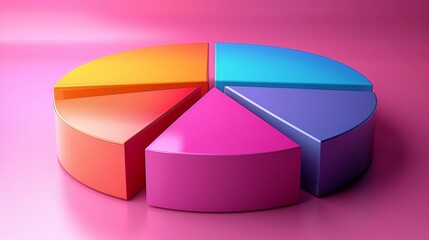 Obraz premium Minimalist a pie chart with different sections in colors.