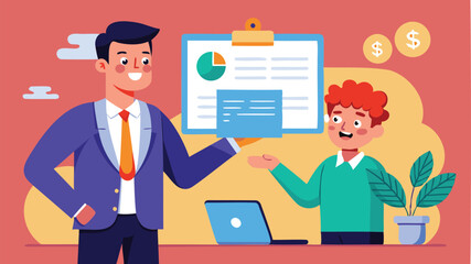 Businessman Presenting Pricing Options to Client, Offering Flexible Service Packages and Custom Quotes for Project