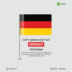 Germany Independence Day Social Media Banner, Editable Vector Design with Flag