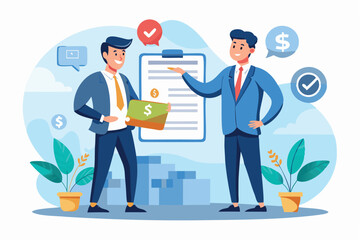 Businessman Presenting Pricing Options to Client, Offering Flexible Service Packages and Custom Quotes for Project