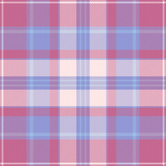 Apparel plaid background textile, wide tartan vector fabric. Gentle seamless check texture pattern in pink and light colors.