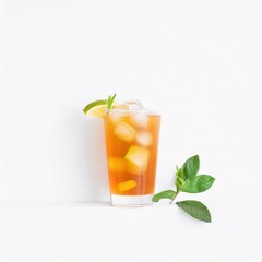 Iced tea in a cup isolated on white background