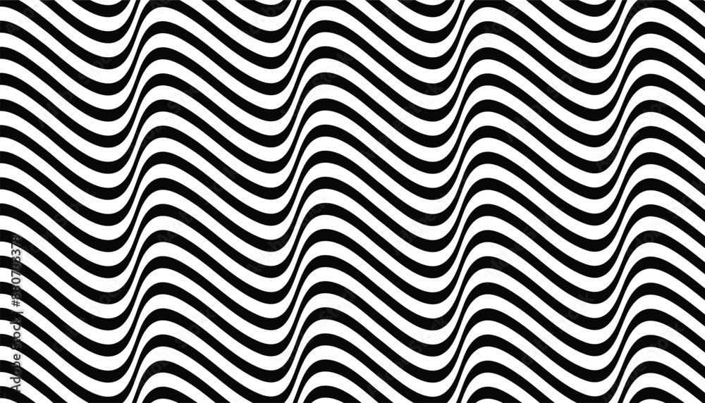 Leinwandbilder curve wave stripe line pattern. abstract stripes black and white optical art wave line background