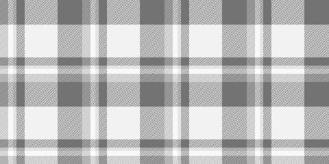 Improvement check tartan background, curve seamless texture plaid. Classical vector fabric pattern textile in white and medium gray colors.