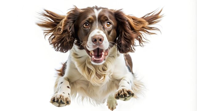 Adorable Springer Spaniel Leaping with Joy