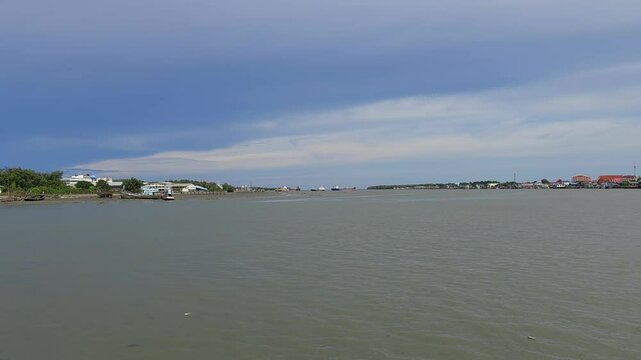 Tha Chin river at Samut Sakhon Province. It is a distributary of the Chao Phraya River, to the Gulf of Thailand.