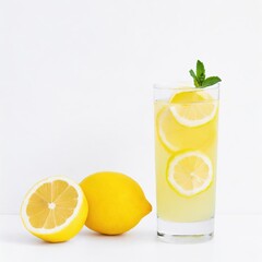 Lemonade in a glass isolated on white background