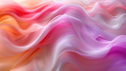 Obraz premium Abstract background with colorful, flowing waves in pink, purple, and orange shades, creating a serene and dreamy visual effect.