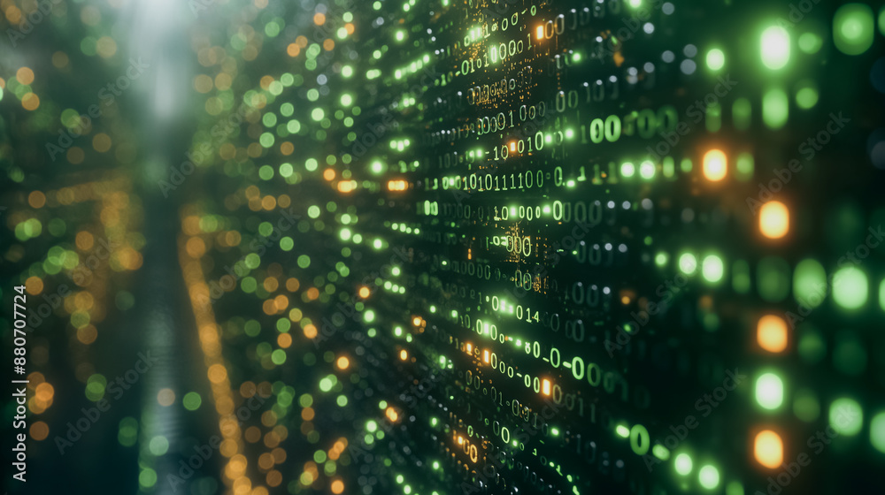 Poster a computer screen with a green background and a row of numbers. the numbers are in different colors 