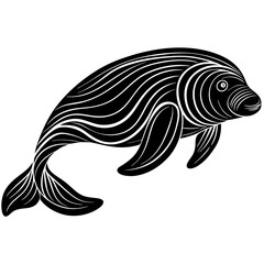 minimalist dugong with flowing lines 2 Vector Design and illustration
