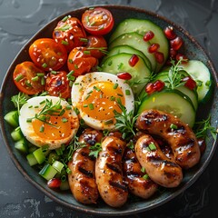 Vibrant Keto Sausage Bowl with Fresh Veggies
