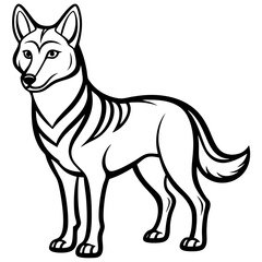 simple line art of a dingo Vector Design and illustration