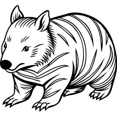 simple line art of a wombat Vector Design and illustration