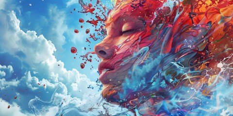 beautiful lady graphic, colorful picture