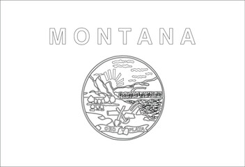 Montana Flag, United States Flags, Black and White Image, Vector Image, Editable illustration, Geography, Learn US Flags