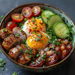 Healthy Keto Dish with Sausages and Boiled Eggs
