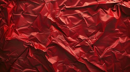 Red wrinkled background with crumpled taffeta