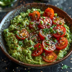 Vibrant Keto Mexican Guacamole Salad with Cherry Tomatoes
