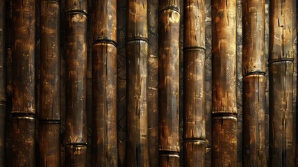 Close-up of bright bamboo stems, background. Bamboo texture background coming from natural