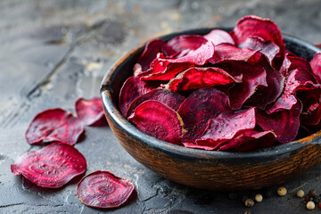 beet chips in bowl on table