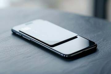 Modern Digital Blank Credit Card on Smartphone, Digital Credit Card, Online Payment, Digital Payment, Convenience