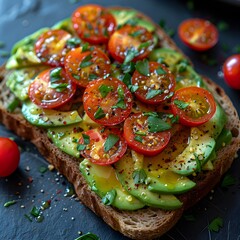 Keto Avocado Spread on Toast with Cherry Tomatoes