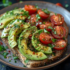 Avocado Toast with Cherry Tomatoes and Fresh Herbs