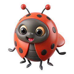 Fototapeta premium a little joyful ladybug on a white background