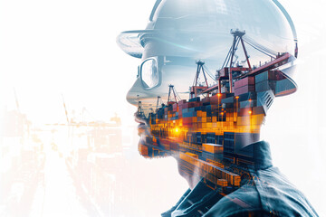 Logistics Professional and Company Vision Double Exposure Photography