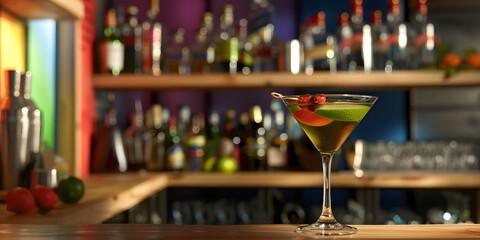 Vidro de Coquetel com Fatia de Limão na Borda