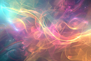 Obraz premium horizontal colorful transparent streams of smoke flowing background