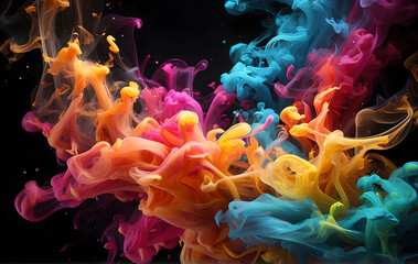 Fototapeta premium Splash of rainbow paint on a dark background, Colorful Background Wallpaper