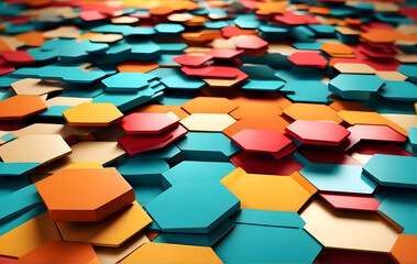 Obraz premium High-Quality 3D Rendering of Colorful Hexagonal Texture Background for Stunning Visuals