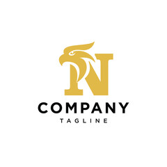 Letter N Head Eagle elegant logo icon vector template
