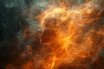 Obraz premium A luminous shape ascending from a still form, symbolizing the soulâ€™s departure in an abstract setting,