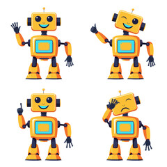 Robot emotions set.  Simple design. Vector illustration in flat style.
