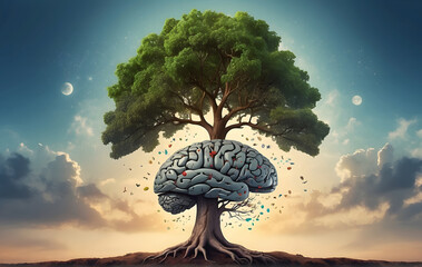 Explore the Brain's Wonders, A Fantastical Tree Depiction
