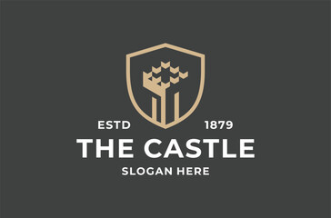 castle shield logo mark premium vector