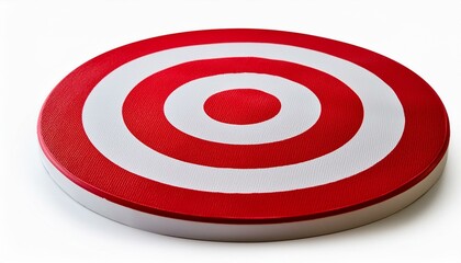 Red bullseye target with arrow isolated on white background, symbolizing success and achievement in business and sports