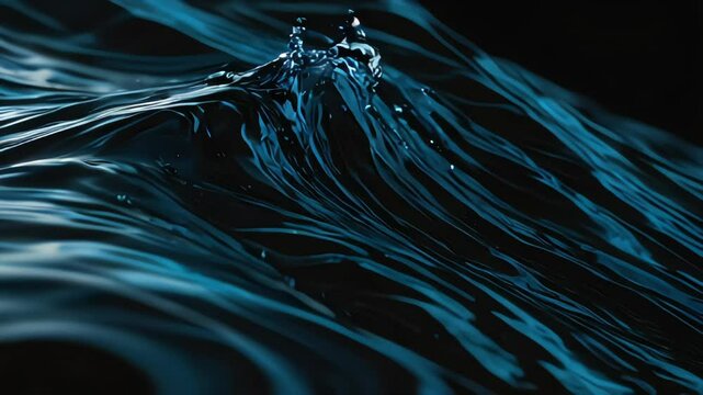 Blue water wave ripple effect motion on black backdrop