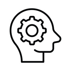 Cogwheel inside human mind, concept icon of brainstorming in trendy style